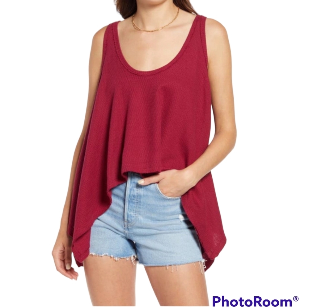 Free People Goji Sing La La Scoop Neck Sleeveless Asymmetrical Hem Knit Tank Top